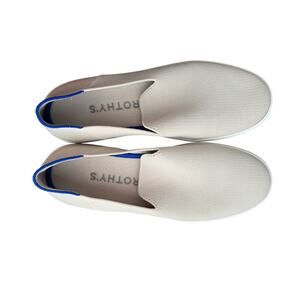 Rothy’s The City Slip-On Sneakers Women’s Size 9 Cream Tan Blue Trim Washable